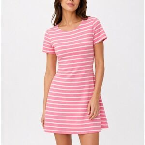 Sail to Sable Fit and Flare Dress Women's Small Pink Stripe Summer Preppy